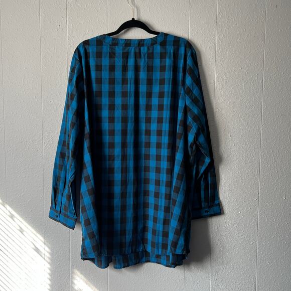 Woman Within Top Womens 2X Cotton Modest Mature Check Print Workwear Casual - Picture 6 of 11